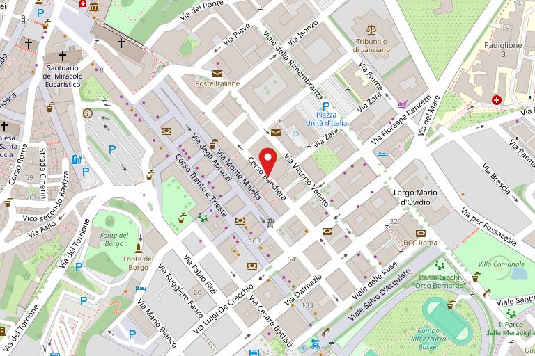 Mappa del centro di Lanciano con la posizione de La Lancianese in Corso Bandiera 101. Apri l'indirizzo su Google Maps